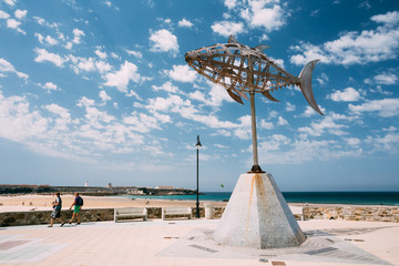 Weather vane in shape tuna in Tarifa, Spain