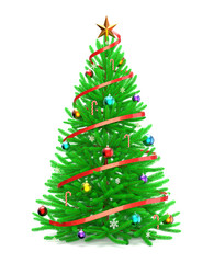 Christmas tree with colorful ornaments