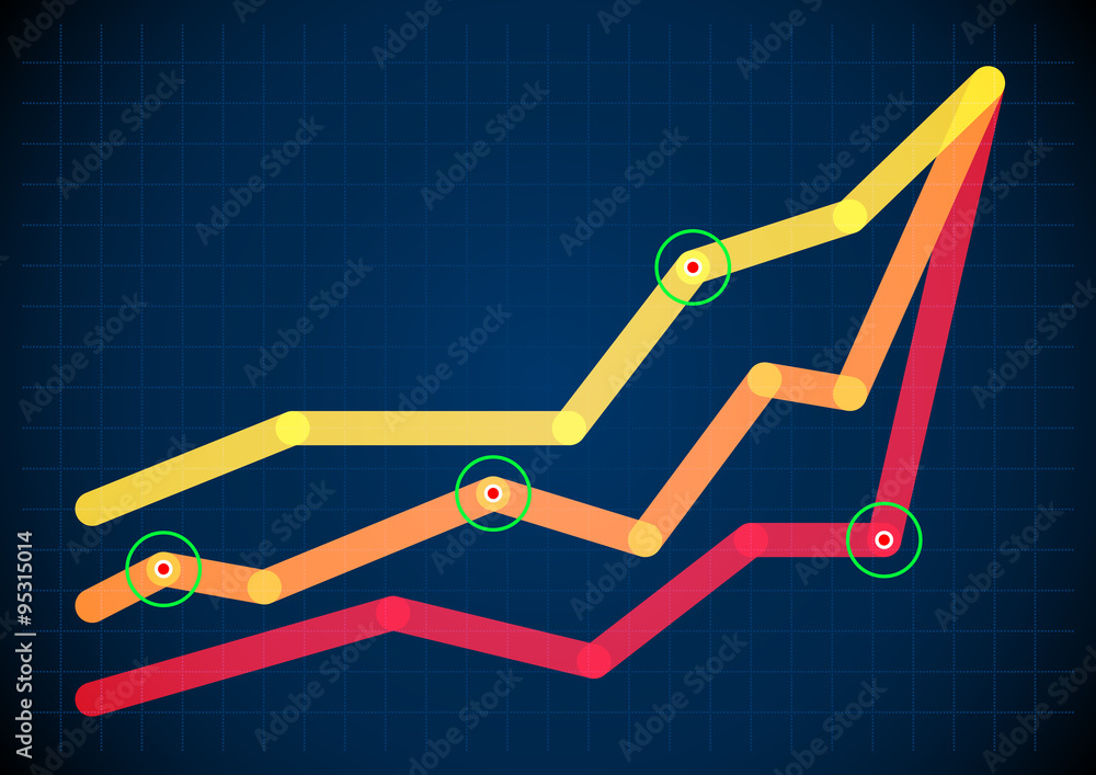 Poster intersecting graph lines with round pointers