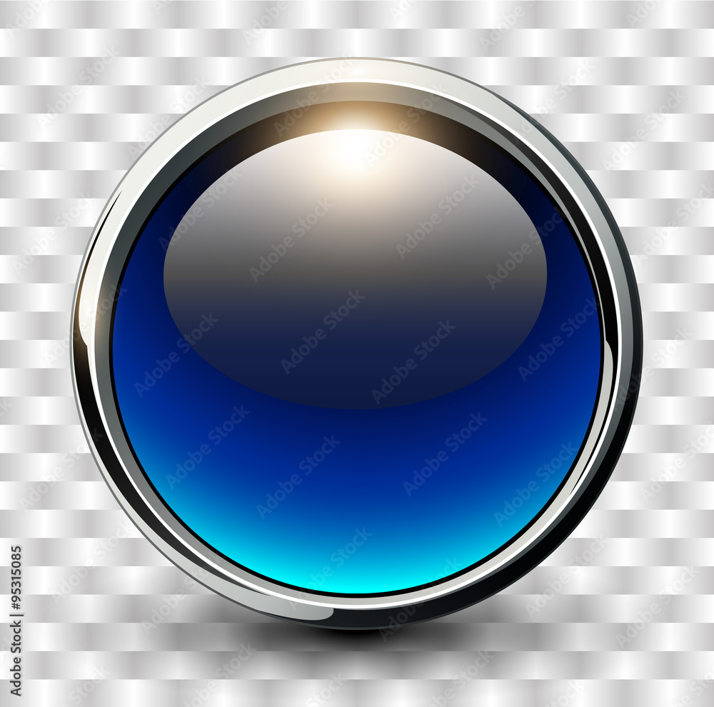 Poster blue shiny button with metallic elements