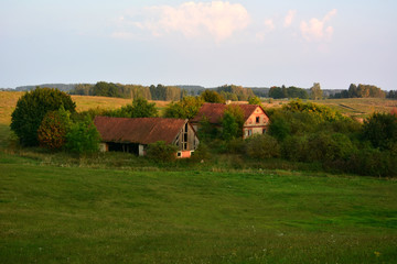 Obraz premium Country landscape with old farm in Poland, Europe