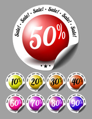 Sale stickers with percents