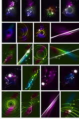 Fototapeta na wymiar Glowing lines in the dark space, set of abstract backgrounds