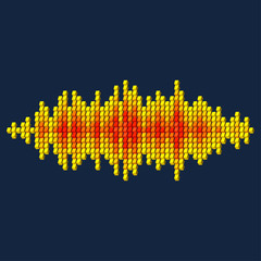 Fototapeta premium 3D yellow sound waveform made of cubes