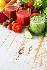Selection of vegetables and juice