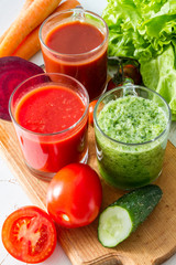 Selection of vegetables and juice