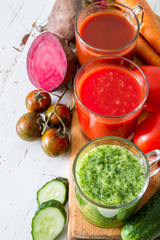 Selection of vegetables and juice