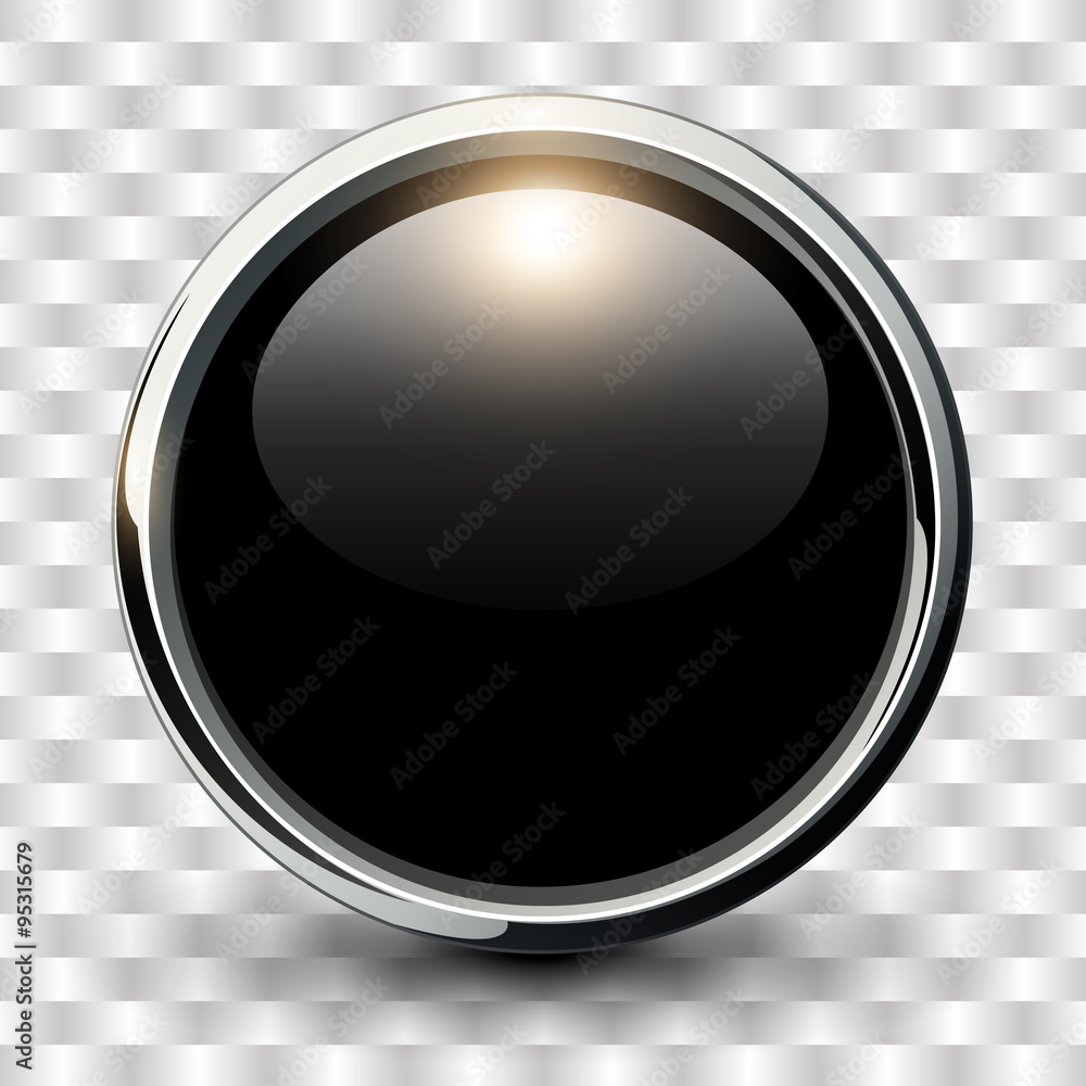 Poster Black shiny button with metallic elements