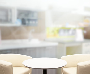 Table Top And Blur Interior of Background