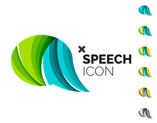 Set of abstract speech bubble and cloud icons, business logotype concepts, clean modern geometric design