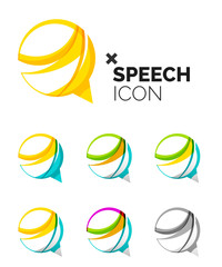Set of abstract speech bubble and cloud icons, business logotype concepts, clean modern geometric design
