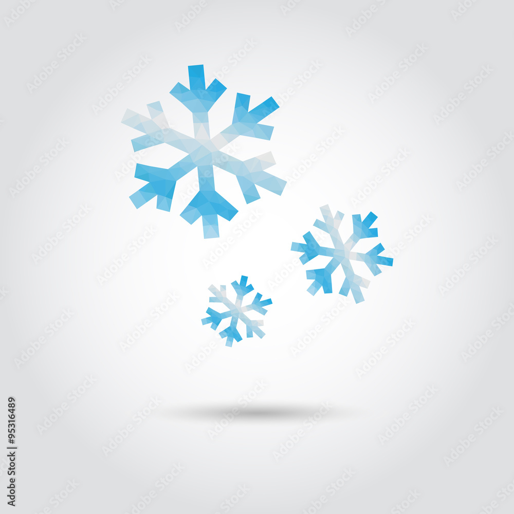 Aufkleber snowflake group polygon icon vector in modern style with shadow and gray background. geometric symbo