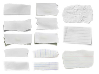 collection of Piece of paper with empty space isolated on white