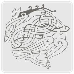 monochrome icon with Celtic art and ethnic ornaments for your design