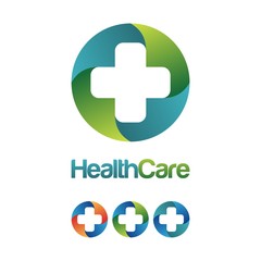 Obraz premium Health Care Cross Hospital Logo Design. Health Wealth Care Logo Template Vector Pulse Cross