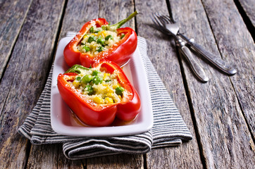 Red peppers stuffed