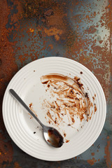 Dirty plate on a grunge background