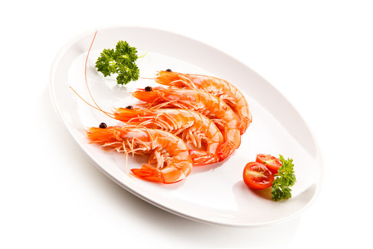 Shrimps on white background