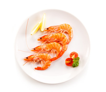 Shrimps on white background