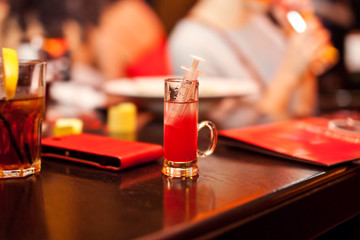 Cocktail bloody mary in syringe on halloween party