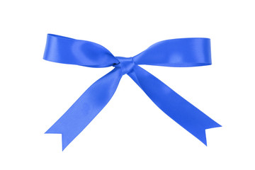 handmade blue ribbon bow from above