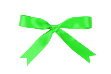 handmade green ribbon bow from above