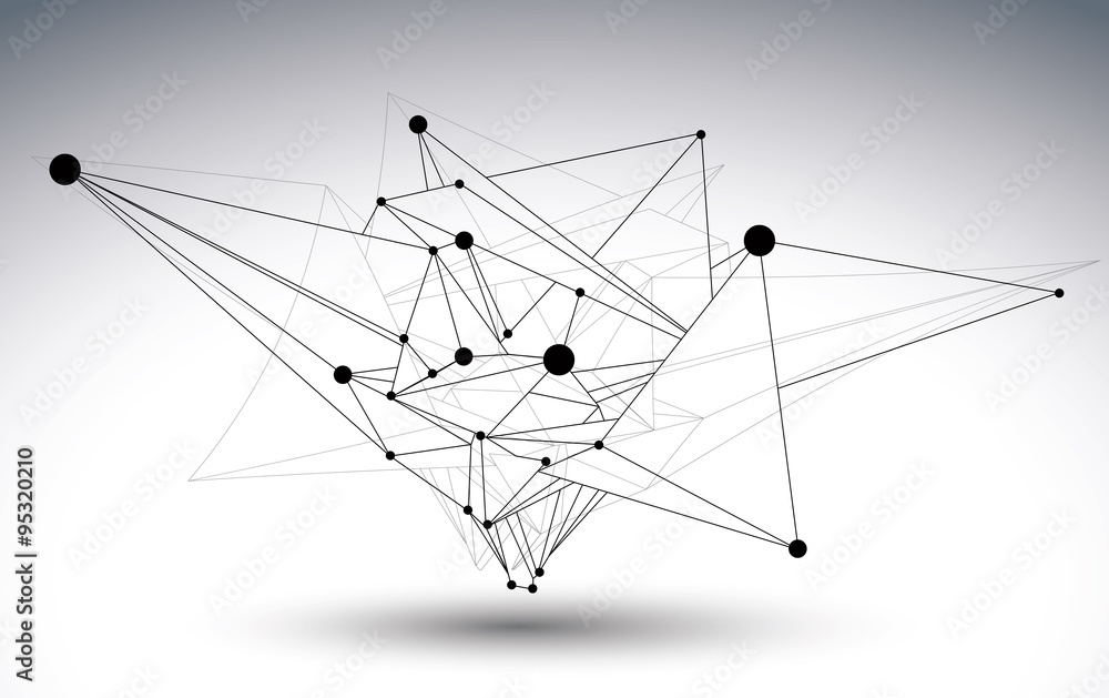 Poster geometric vector abstract 3d complicated lattice object, single