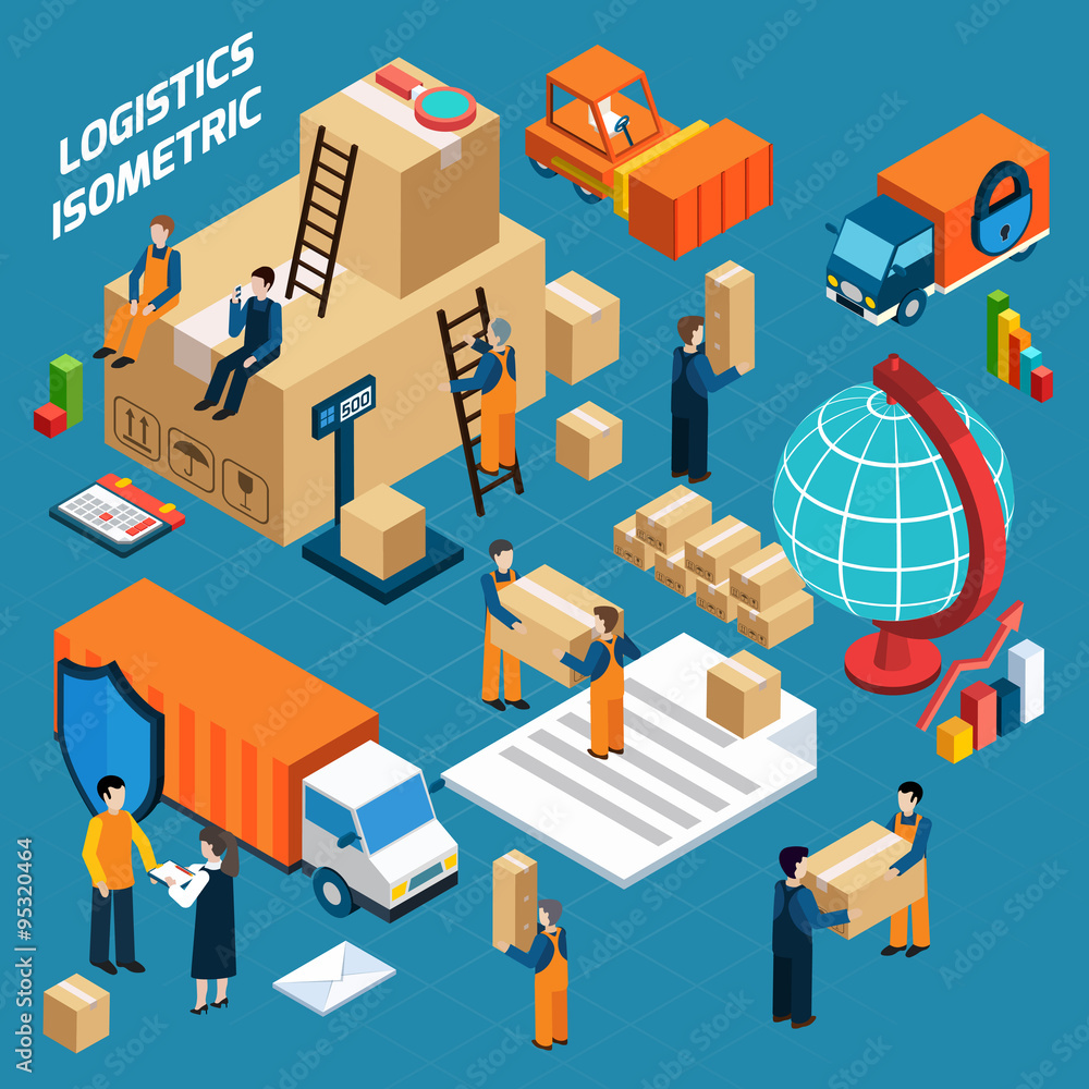 Wall mural   Isometric Warehouse Logistics Concept