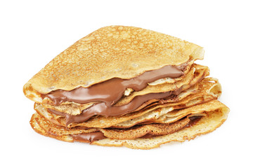 fresh hot blinis or crepes withc chocolate cream