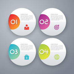 Vector illustration of four options infographics circle