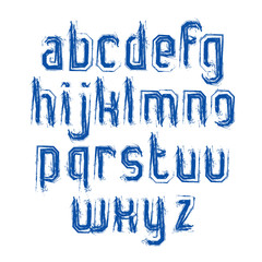 Handwritten lowercase letters with white outline, vector doodle