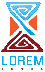 Stoneage style sandglass vector logo template