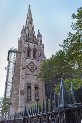 Trinity Church in New York City, major tourist attraction close to Wall Street