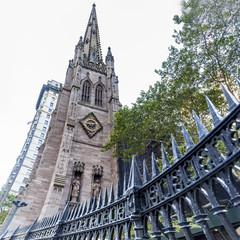 Trinity Church in New York City, major tourist attraction close to Wall Street