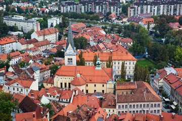 Fototapeta na wymiar The church in Ljubljana, Slovenia.