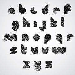 Black dotty graphic lower case letters, round decorative font.