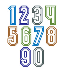 Colorful regular stripy numeration, modern vector poster numbers