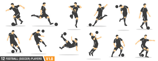 Fototapeta premium 12 vector set of football (soccer) players 01