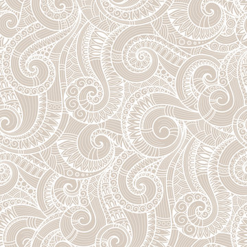 Seamless asian ethnic floral retro doodle background pattern in