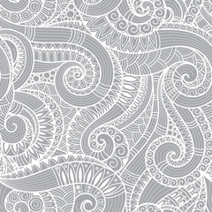 Seamless black and white abstract hand-drawn pattern, waves back