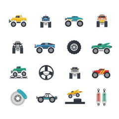 Monster Truck Icons Set © Macrovector