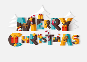 Naklejka premium Merry Christmas typographic poster