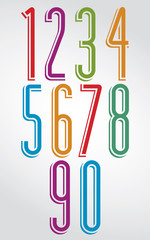 Thin elegant bright vector numbers with white outline.