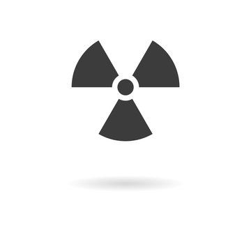 Dark grey icon for radiation hazard on white background with sha