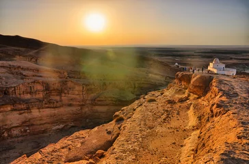 Tableaux ronds sur plexiglas Canyon Tamerza canyon, Star Wars, Sahara desert, Tunisia, Africa