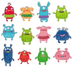 Naklejki  Monsters Pets Collection. Cartoon characters over white