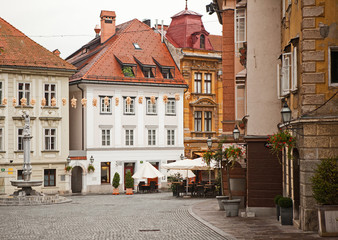 Fototapeta premium The street in Ljubljana, Slovenia.
