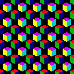Colored cube seamless pattern background