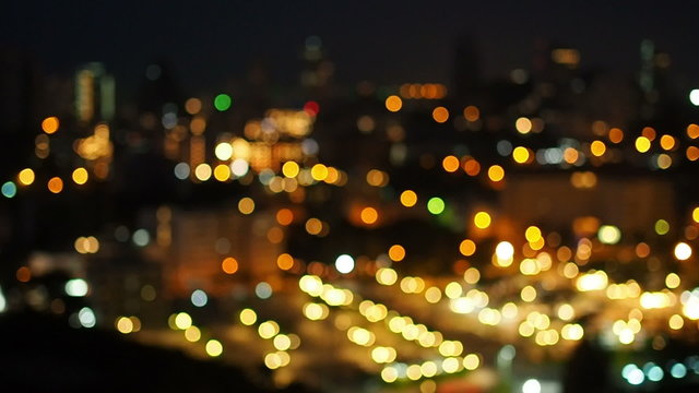 Out of focus background with blurry, city at night background. unfocused city lights. Pattaya Thailand. 
