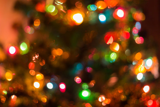 christmas background, image blur colorful bokeh defocused lights